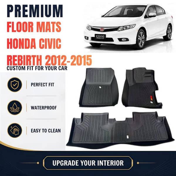 Car TPE Floor Mat - Honda Civic Rebirth 2012-2015 -Wear-Resistance Anti-Skid Heavy-Duty
