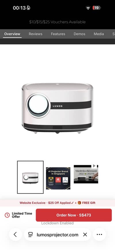 Lumos Auro v2 Projector Auto Focus