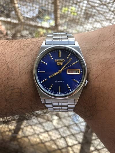Seiko 5 (Blue and Gold) available for Sale.