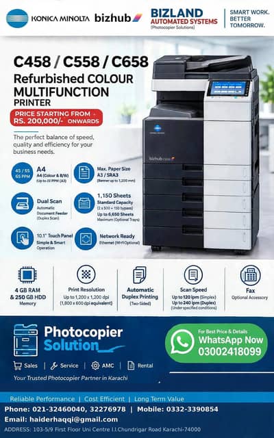 Konica Minolta Bizhub Color Model C458/558/658 Arrived