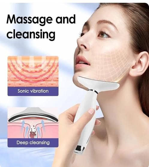 7 Colors LED Lights Face Neck Beauty Device Vibration relaxation Improve Neck Lines Home Use Face Lifting Machine 7 Modes 3 Levels