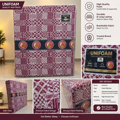 UniFoam Queen Size Foam Mattress – 78 × 60 × 8 Inches