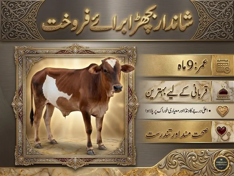 خوبصورت تندرست اور ایکٹو بچھڑا ۔ قربانی کیلئے بہترین انتخاب