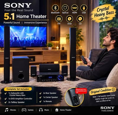 Sony 5.1 Home Theater System with Powerful Bass Bluetooth HDMI