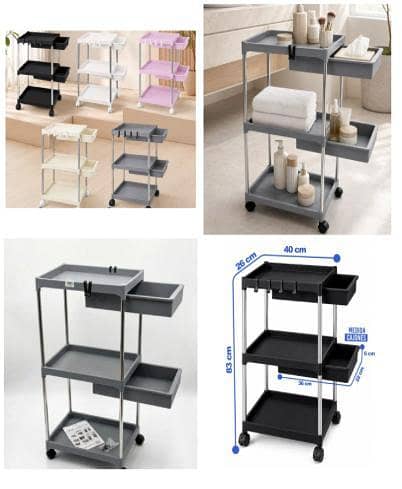 3 Layers Rolling Storage Cart with 2 Drawers