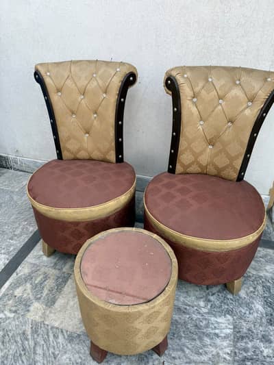 2 modern Chairs with Matching Stool for sale