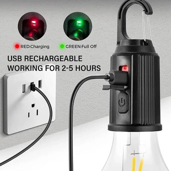 Rechargeable Camping Light Bulbs,Portable LED Camping Lanterns,Hanging Tent Lamp with 3 Lighting Modes and Hook for Emergency, Hiking, Fishing, Backpacking,Power Outages