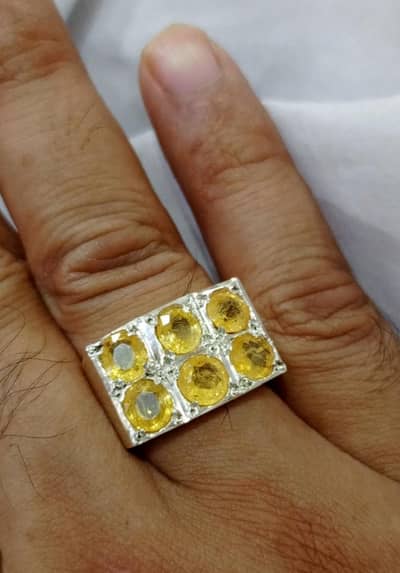 6 Stones Ceylon Pukhraj yellow sapphire ring