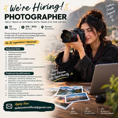 Professtional Photographer Required For Ai Traning - Remote jobs