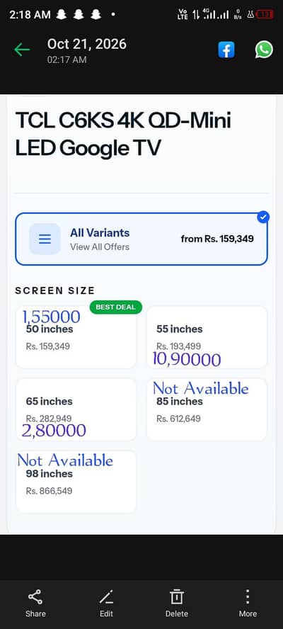 TCL 55" V6D 4K GOOGLE TV