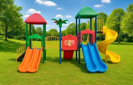 Trampoline, Kids Slides, Playbooster, Gazebo, Bench,  Seesaw, Climber