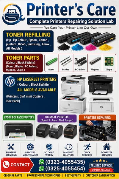 Hp Laserjet Printers Toner Refilling Repairing & New & refurb printers