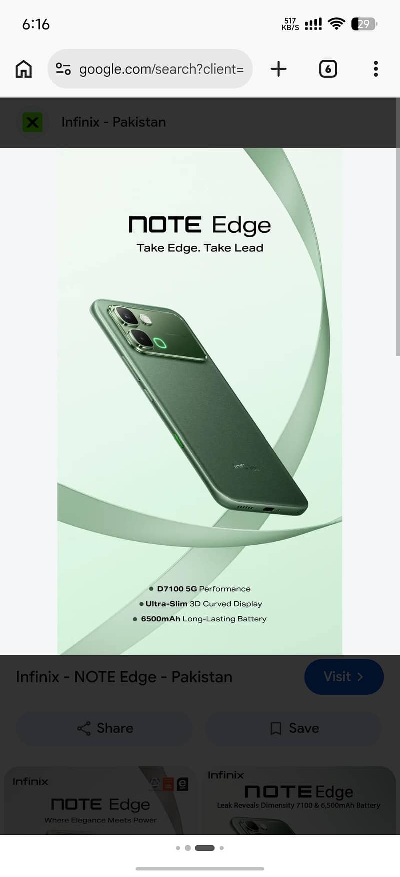Infinix note edge 0