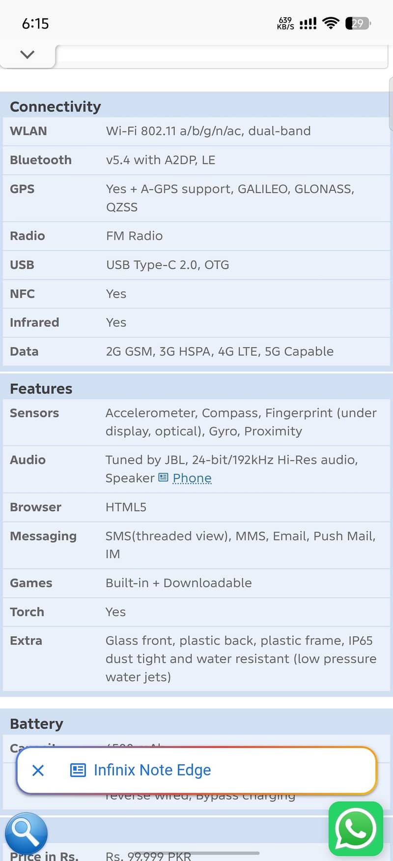 Infinix note edge 2
