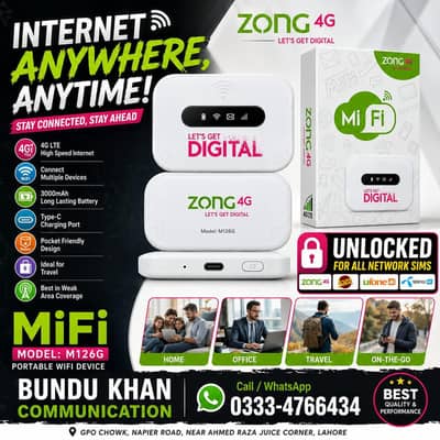 Zong 4G bolt+ MiFi Portable Internet WiFi Device Jazz Ufone Telenore.