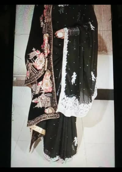 Beautiful Black Bridal/Wedding Lehenga Saree – Like New