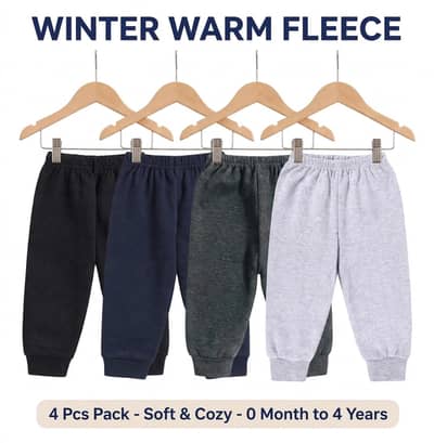 Kids Winter Leggings (Pack of 4) Baby Fleece Warm Pajama Pants