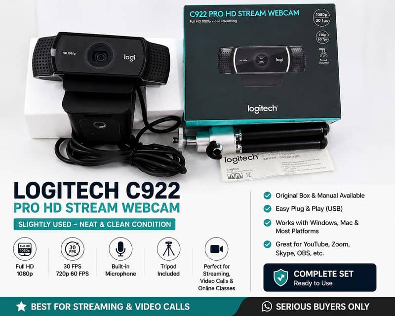 LOGITECH C922 PRO HD STREAM WEBCAM 0