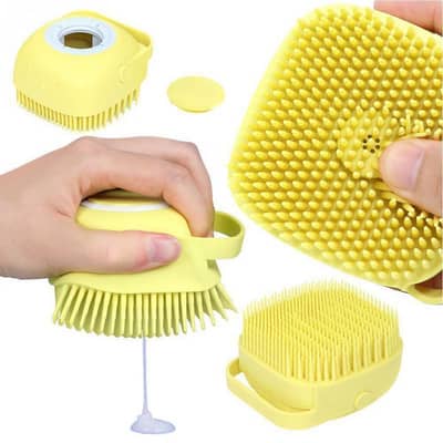 Silicone Bath Brush with Soap Dispenser - Body Scrubber Yellow