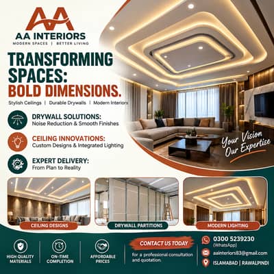 Home & Office False Ceiling and Partition , Flooring ,Wall Finishing