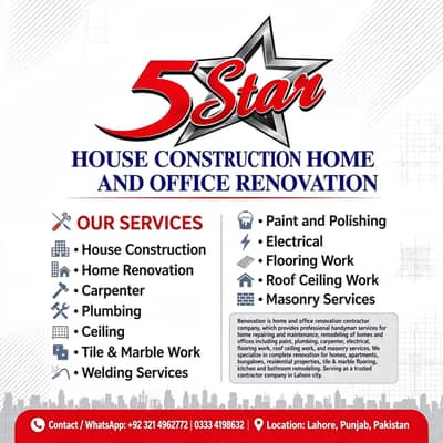 house construction/home renovation/carpenter/ceiling /tile marble work