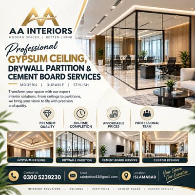 ceiling & drywall partition services in Islamabad