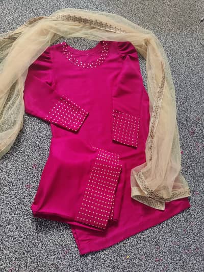 2pc Raw silk stitched dress