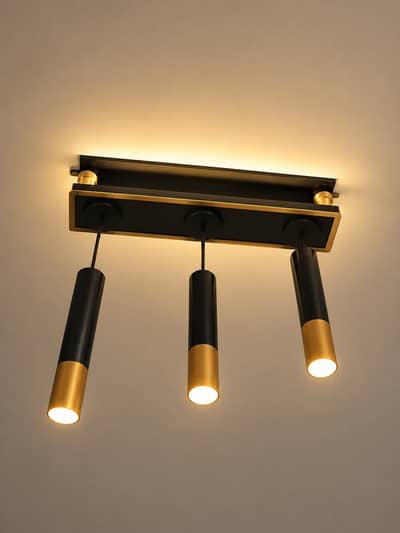 Modern black & golden 3 led pendant ceiling lamp