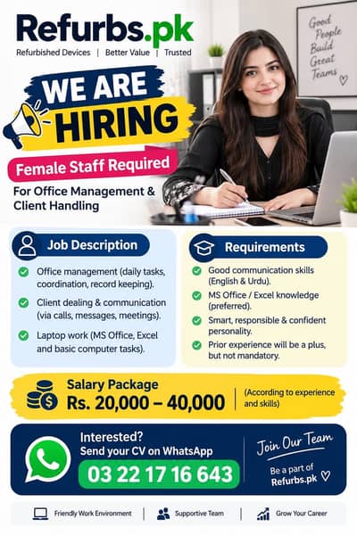 Female Office Assistant Urgent Hiring/