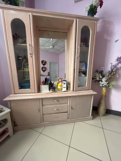 Elegant Wooden Dressing Table with Mirror & Storage Cabinets for Sale