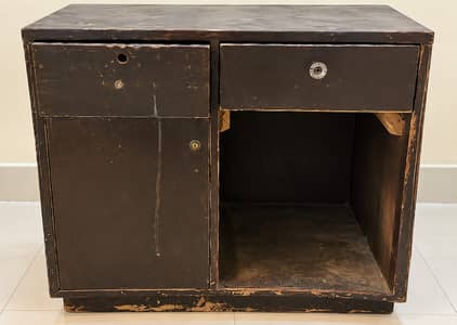 Used Wooden Office Table with Drawers & Cabinet