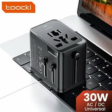 Toocki 30W Universal Travel Adapter Fast PD Charger | USB A + 2 USB C