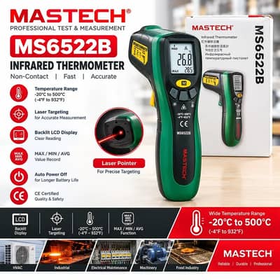 MASTECH Infrared Thermometer | Non-Contact Temperature Gun