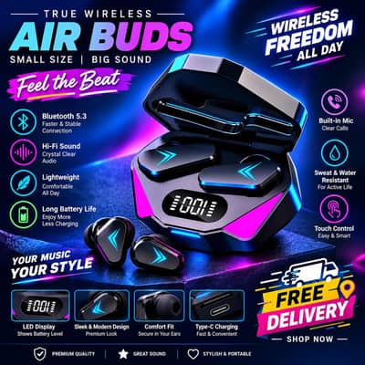 X15 TWS Gaming Earbuds LED Display