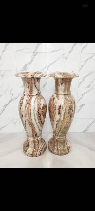 4 Feet Onyx Marble Vase Pair - Luxury Italian Design - 4ft Flower Pot