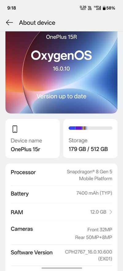 OnePlus 15R – 12GB RAM / 512GB – Like New