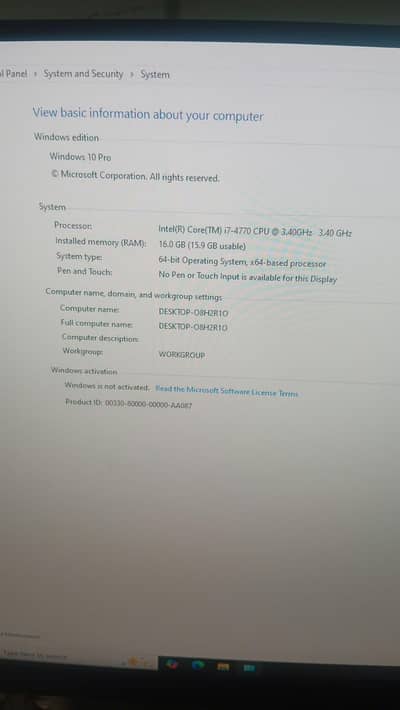 core i7 4gen processor with Rx 580 8gb GPU 16 gb ram.