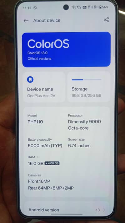 OnePlus Ace 2V 5G 16GB RAM 256GB Storage