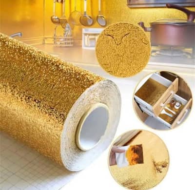 Golden Vinyl Wall Sticker for Kitchen Bathroom Waterproof