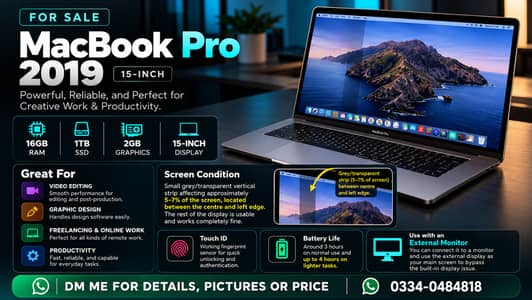 MacBook Pro 2019 15" | 16GB RAM | 1TB SSD | 2GB GPU
