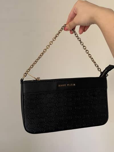 Anne Klein Black Monogram Shoulder Bag
