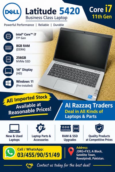 Dell Latitude 5420 Core i7 11th Gen 8GB | 256GB NVMe Imported LAptop