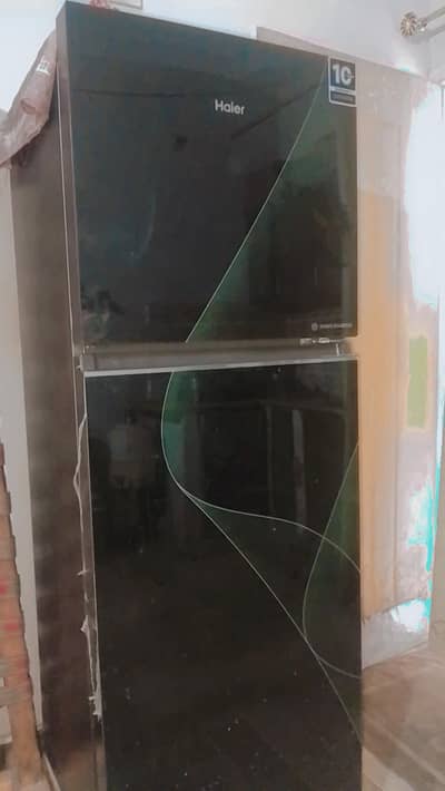 Haier green glass fridge