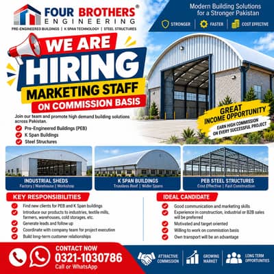 Marketing Staff Required on Commission Basis – PEB & K-Span Buildings