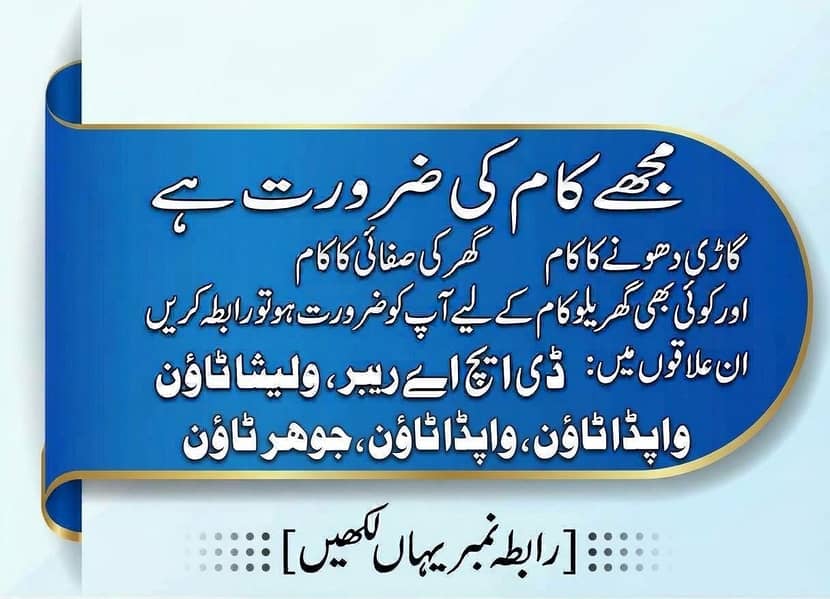 مجھے کام کی ضرورت ہے - گاڑی دھونے اور گھر کی صفائی 0