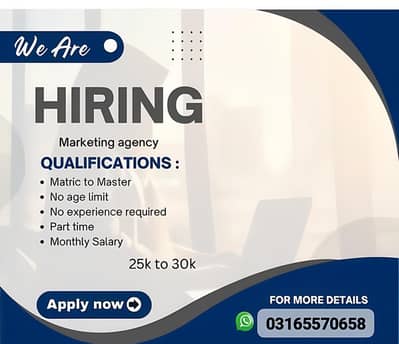 Full time, part time and Home based jobs are available for male and fe