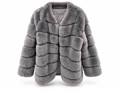 Luxury Grey Faux Fur Jacket for Women