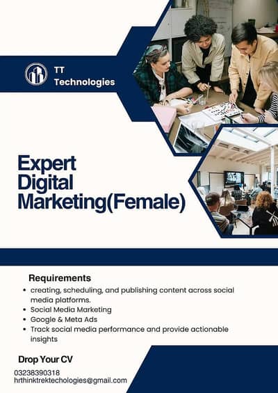 Social Media || Marketing || Hiring || Meta Expert Female Required