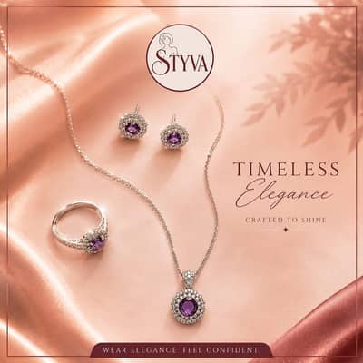 Elegant Stone Jewellery Set – 4 Colours