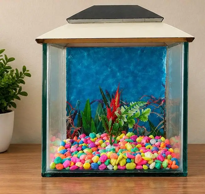Small Fish Tank With Beautiful Gravel's and Plant — photo 2
